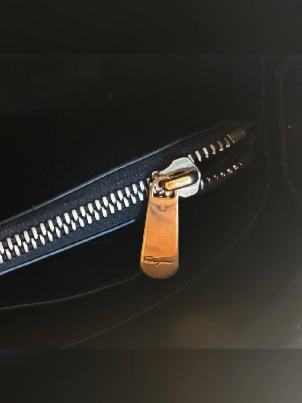 Salvador Ferragamo Black Leather Gancio Trifolio Large Shoulder Bag